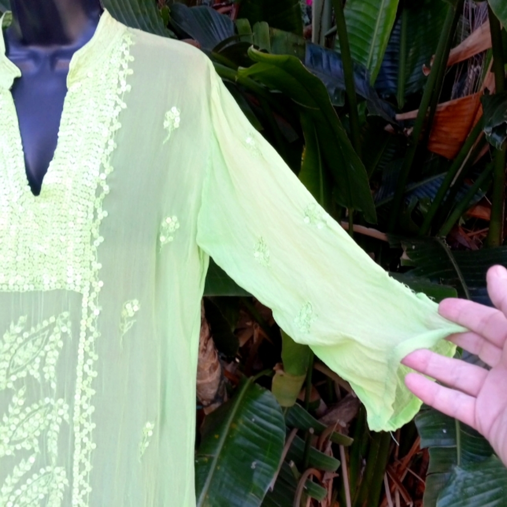 Sequin Silk Bathing Tunic Top - image 3